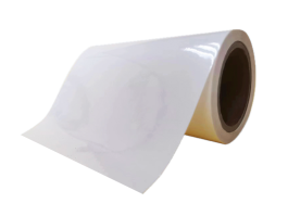 25mic clear PET/water adhesive/80gsm white glassine