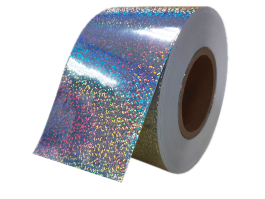25mic holographic PET polka dot/hotmelt adhesive/140g white PEK liner
