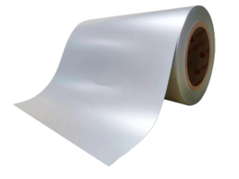 25mic Matt silver PET/hotmelt adhesive/140gsm white PEK liner