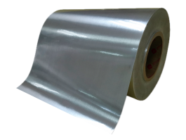 50mic brushed silver PET/water adhesive/80g white glassine