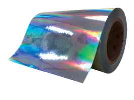 50mic holographic PET/water adhesive/80g white glassine