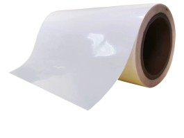80mic clear PE/hotmelt adhesive/140g white PEK liner