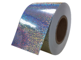 50mic polka dot holographic PVC/hotmelt adhesive/140g white PEK liner