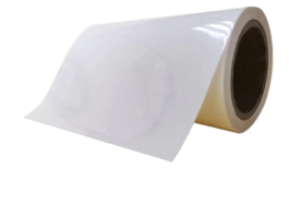 80mic clear PVC/water adhesive/140g white PEK liner