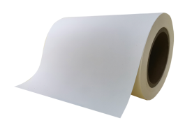 80mic Matt white PVC/water adhesive/140g white PEK liner